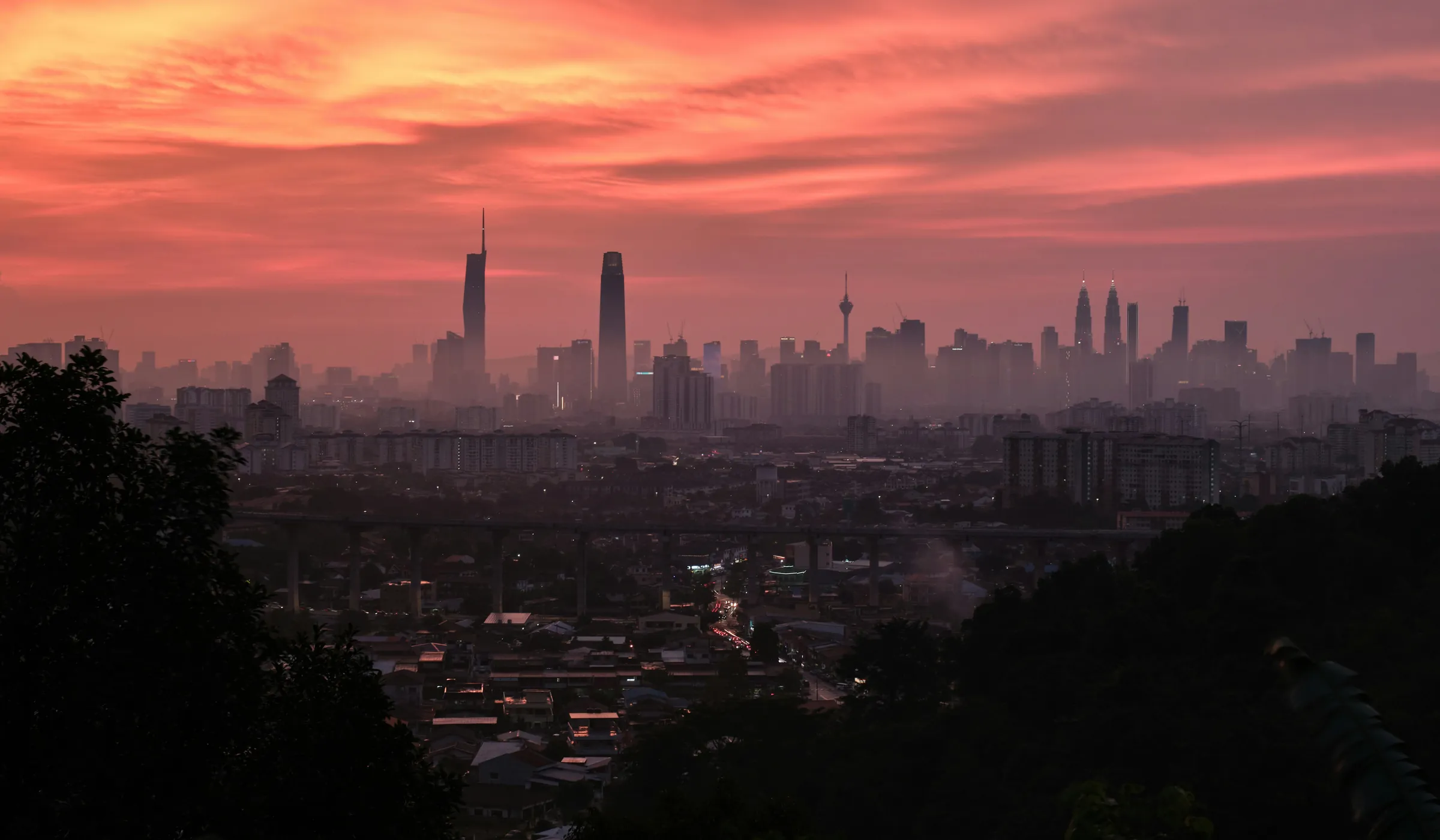 The Kuala Lumpur skyline at sunrise